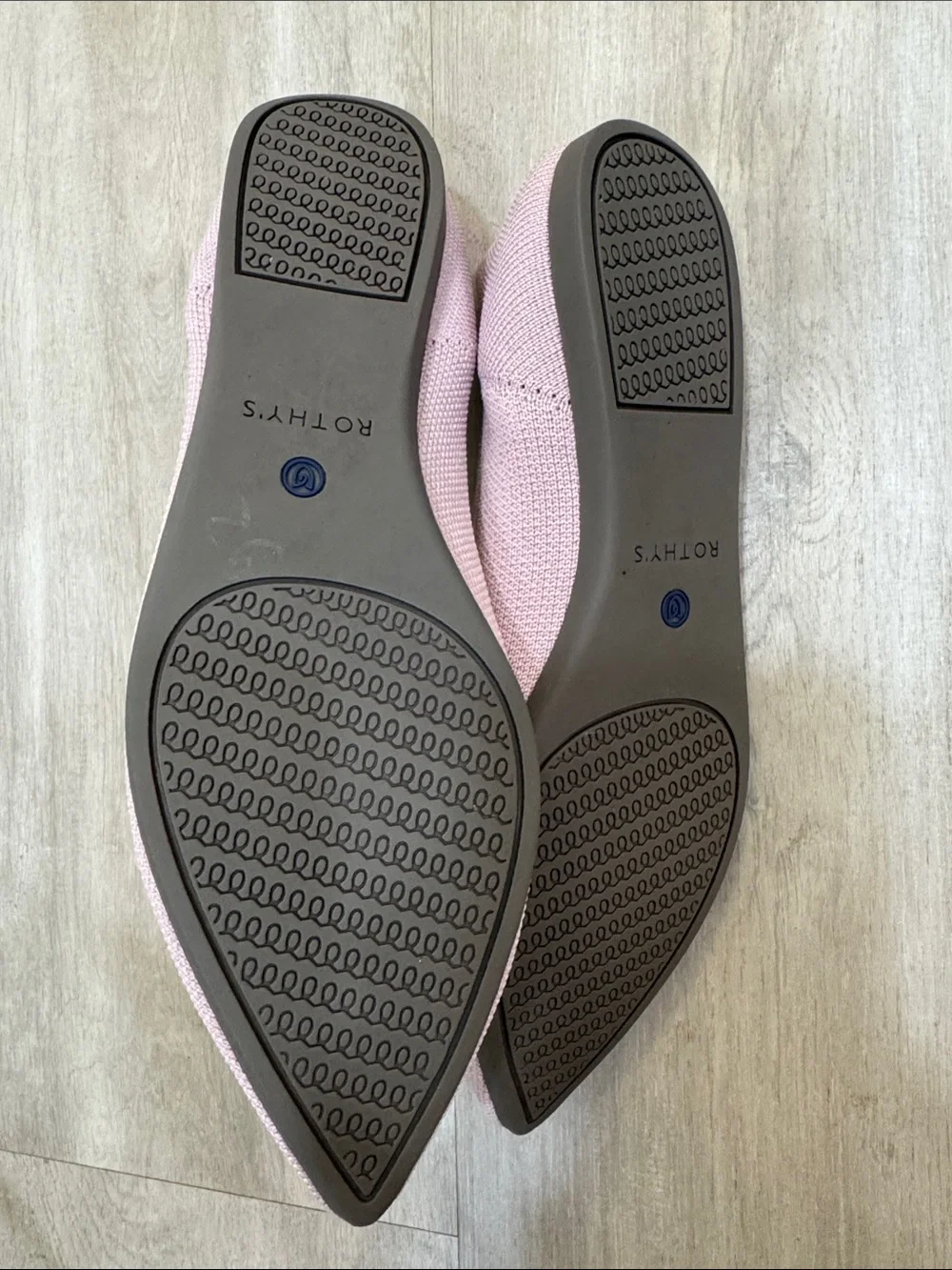 Rothy’s The Point Pointed Toe Flats — Lilac w/ Blue Trim size 9
